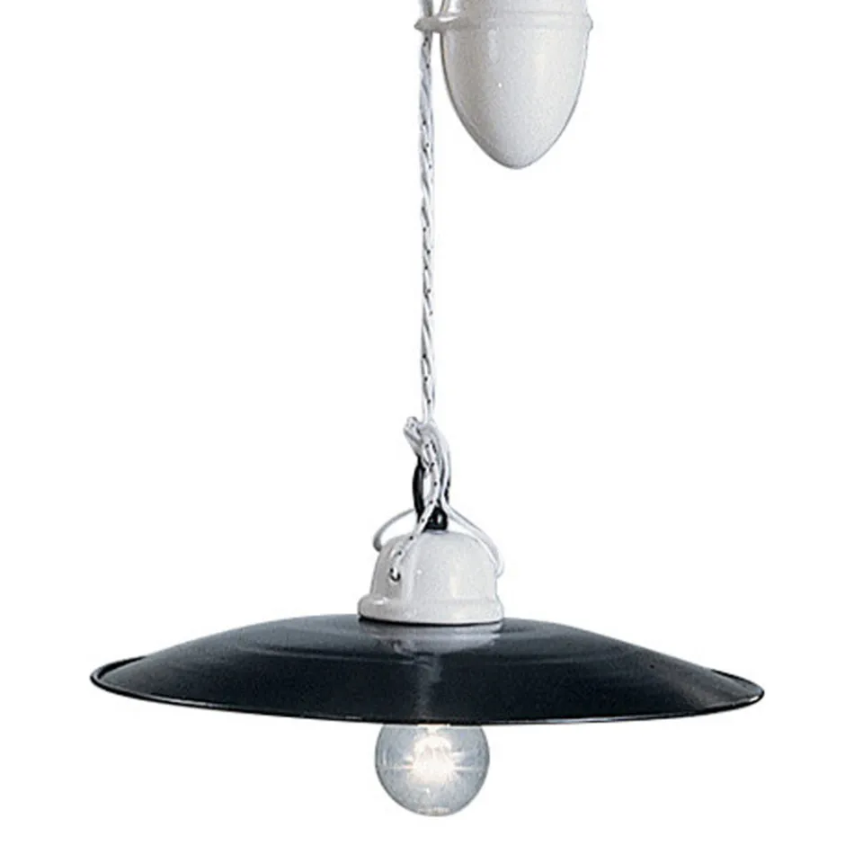 Hangende ups en downs lamp in wit keramiek en zwart metaal - power Viadurini