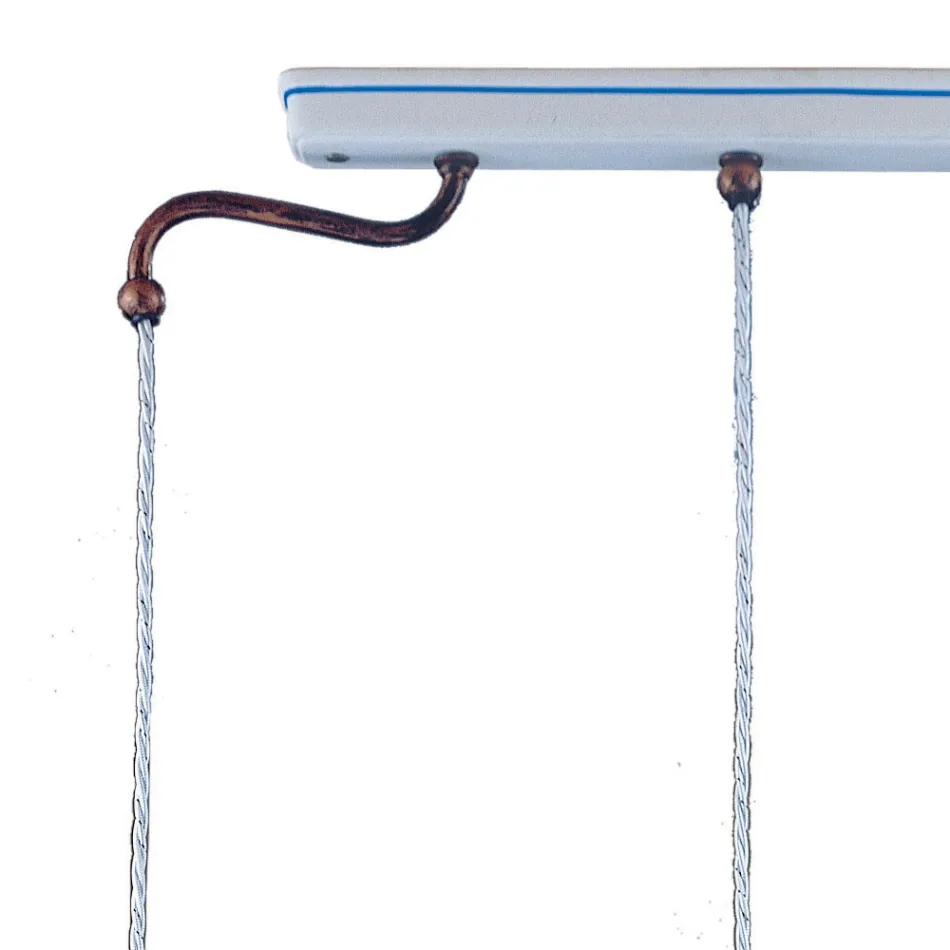 Vintage 3-lichts hanglamp in ijzer, glas en keramiek - Ferrara Viadurini