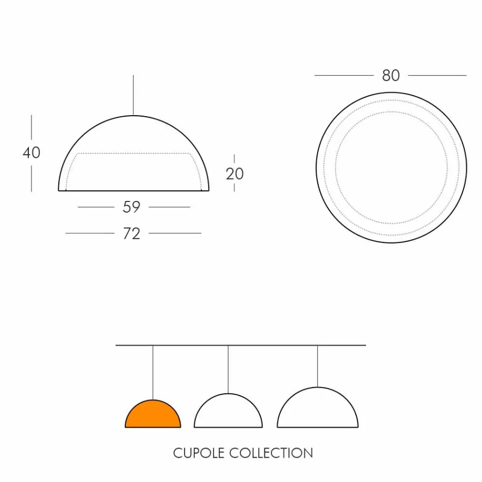 Gekleurde hanglamp Dia Cupole polyethyleen gemaakt in Italië Viadurini