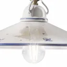 Hanglamp in handbeschilderd keramiek en ijzer 3 maten - Asti Viadurini