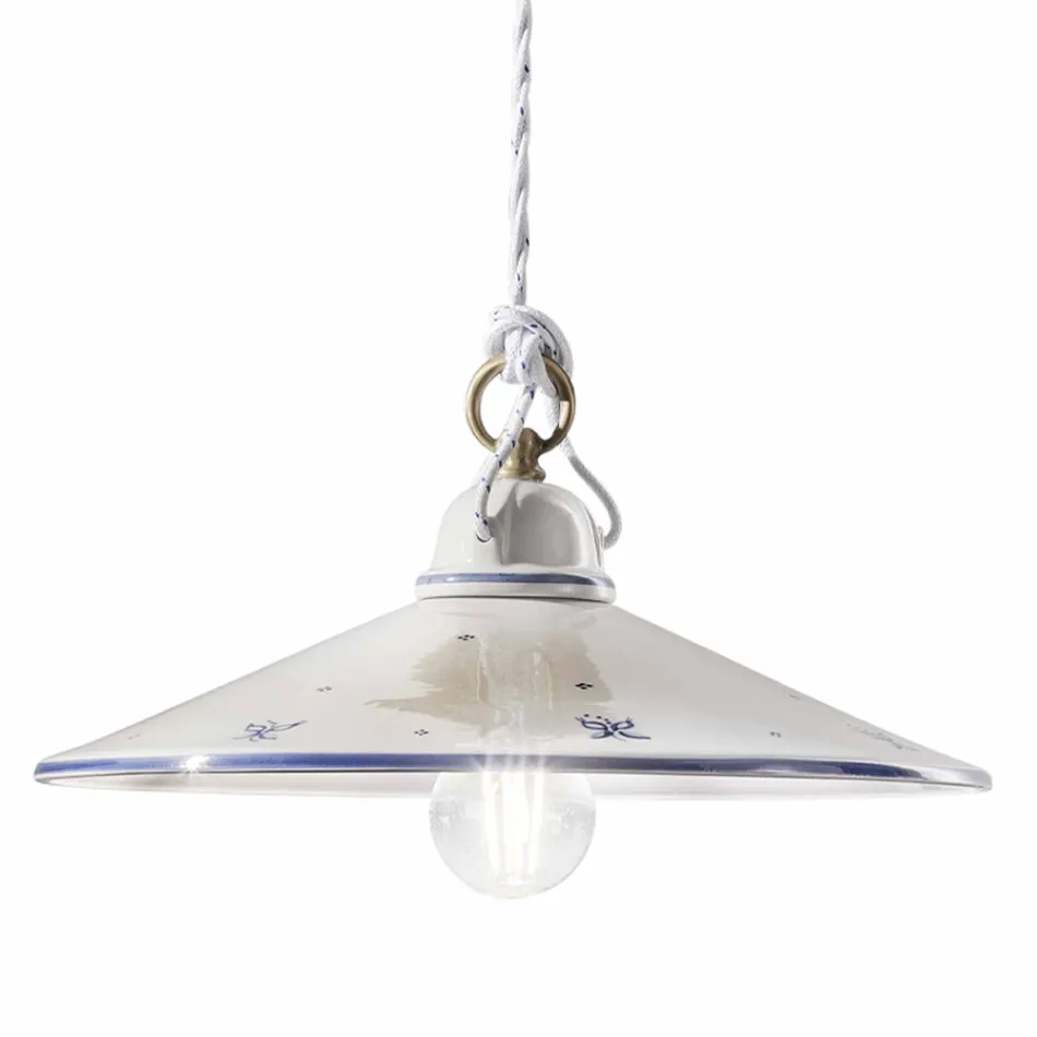 Hanglamp in handbeschilderd keramiek en ijzer 3 maten - Asti Viadurini