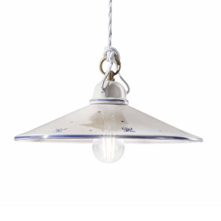 Hanglamp in handbeschilderd keramiek en ijzer 3 maten - Asti Viadurini