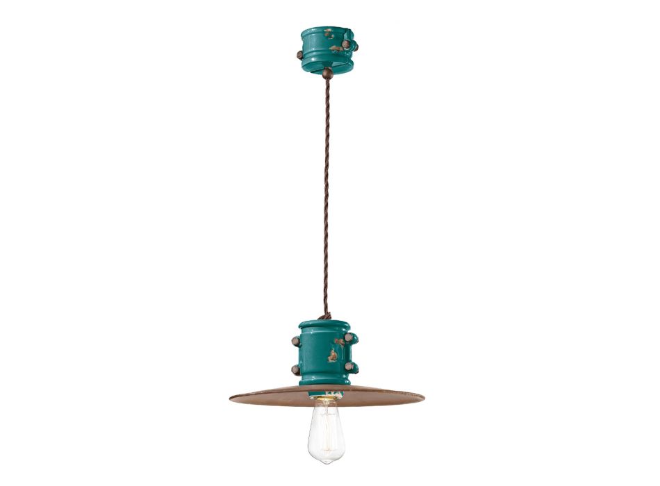 Hanglamp van ijzer en industrieel handgemaakt keramiek - Urban Viadurini