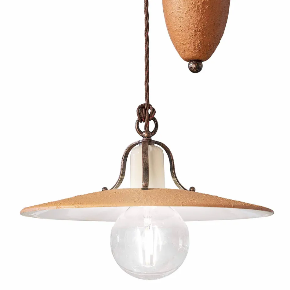 Ups and Downs hanglamp in ijzer en hand onbewerkt keramiek - Bologna Viadurini