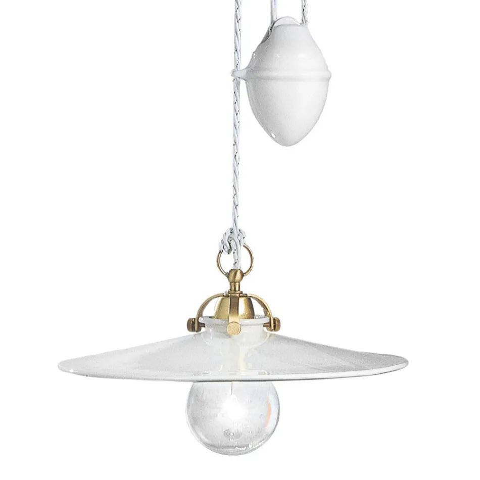 Ups en Down hanglamp in ijzer en glanzend keramiek 2 maten - Asti Viadurini