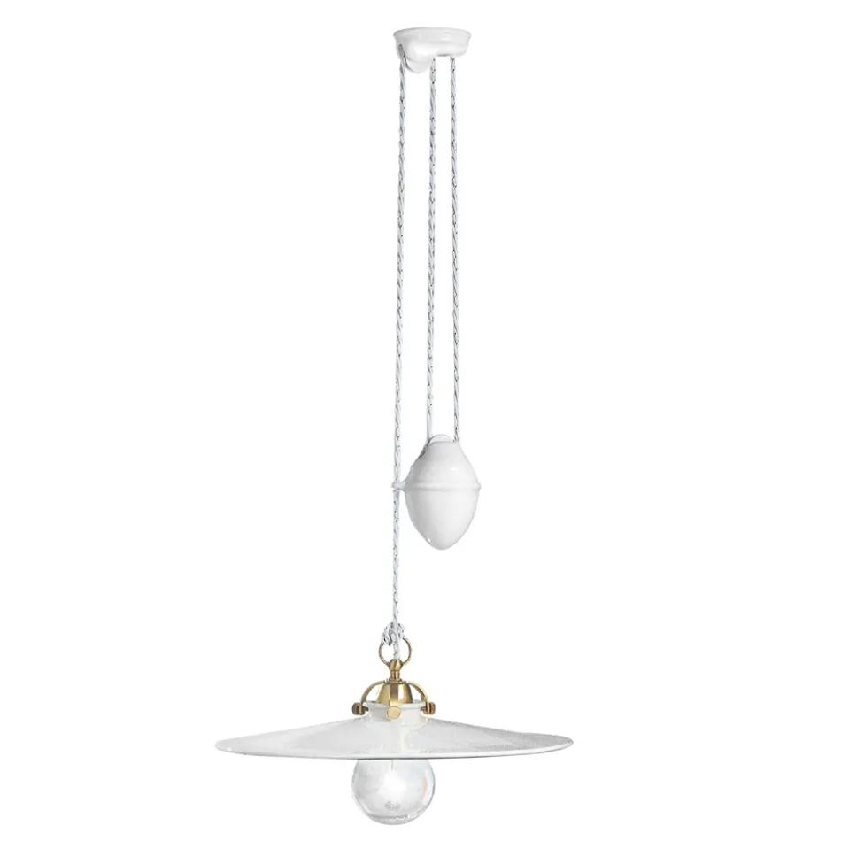 Ups en Down hanglamp in ijzer en glanzend keramiek 2 maten - Asti Viadurini