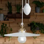 Ups en Down hanglamp in ijzer en glanzend keramiek 2 maten - Asti Viadurini