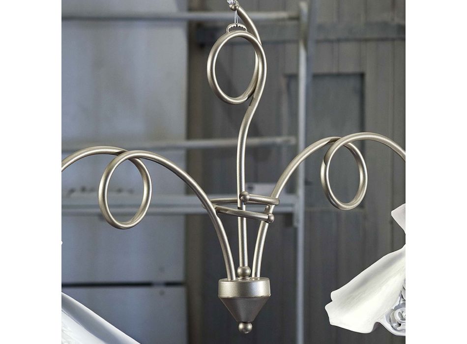 Hanglamp 2 Lichts Handgemaakt in Glanzend Keramiek met Rozen - Lecco Viadurini