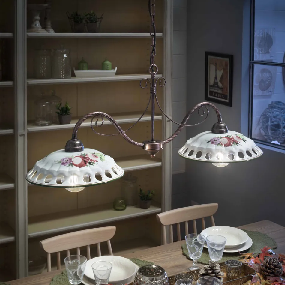 Hanglamp 2-lichts in handgemaakt keramiek met Passanastri - Napels Viadurini