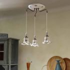 Hanglamp 3 lampen in ijzer en vintage handbeschilderd keramiek - Chieti Viadurini