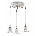 Hanglamp 3 lampen in ijzer en vintage handbeschilderd keramiek - Chieti
