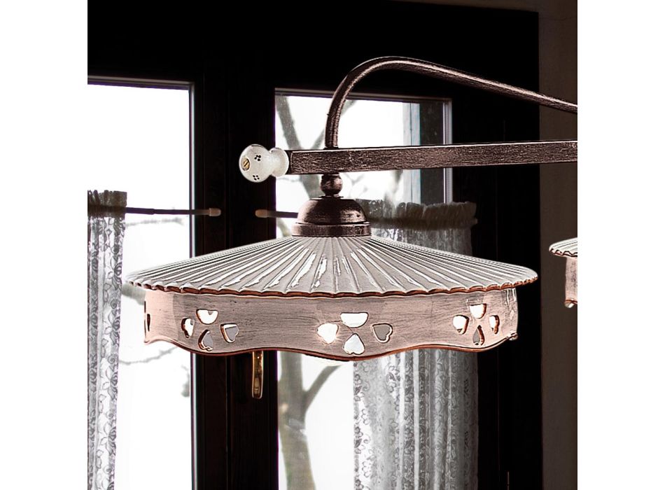 Hanglamp 3 Lichts Vintage Keramiek en Handgemaakt Ijzer - Alessandria Viadurini