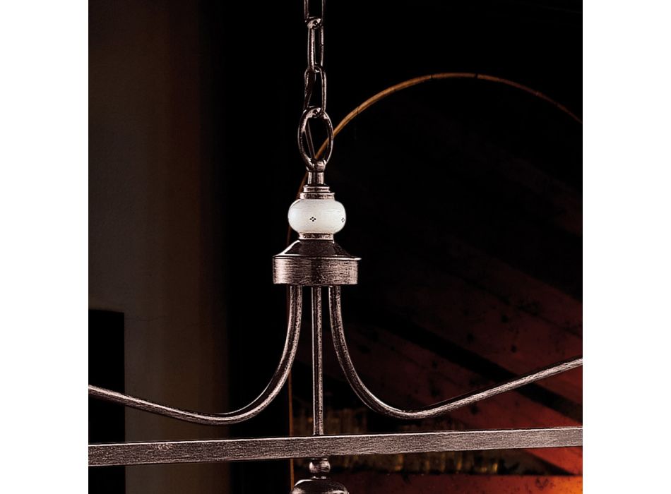 Hanglamp 3 Lichts Vintage Keramiek en Handgemaakt Ijzer - Alessandria Viadurini