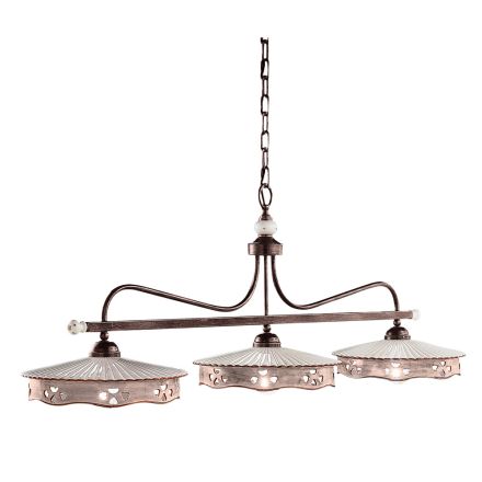 Hanglamp 3 Lichts Vintage Keramiek en Handgemaakt Ijzer - Alessandria Viadurini