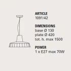 Hanglamp 42 cm in messing en Toscaanse majolica Rossi - Toscot Viadurini