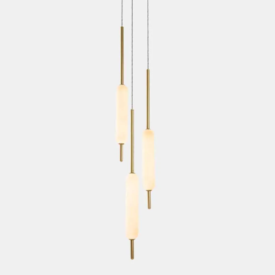 Pendellamp met 1, 3 of 6 lampen in messing modern design - Typha van Il Fanale Viadurini