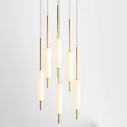Pendellamp met 1, 3 of 6 lampen in messing modern design - Typha van Il Fanale Viadurini