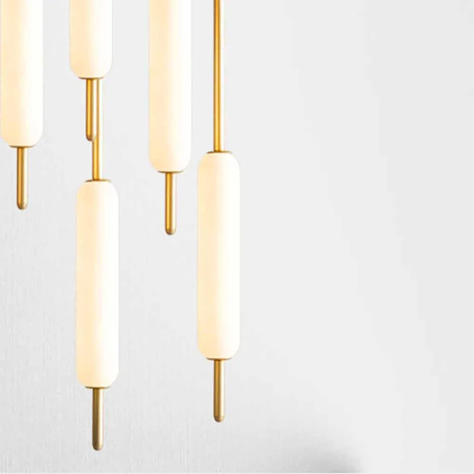 Pendellamp met 1, 3 of 6 lampen in messing modern design - Typha van Il Fanale Viadurini
