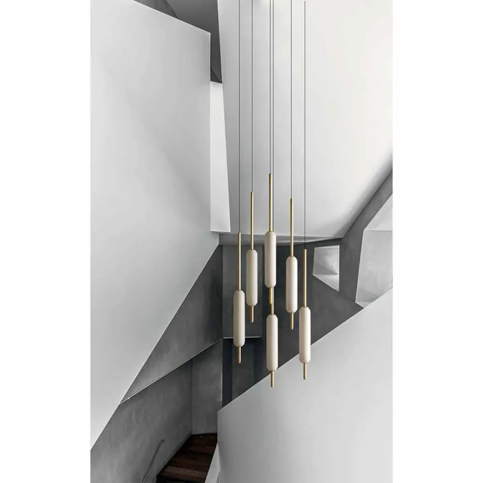 Pendellamp met 1, 3 of 6 lampen in messing modern design - Typha van Il Fanale Viadurini