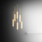 Pendellamp met 1, 3 of 6 lampen in messing modern design - Typha van Il Fanale Viadurini