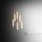 Pendellamp met 1, 3 of 6 lampen in messing modern design - Typha van Il Fanale Viadurini