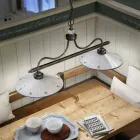 Hanglamp met 2 lampjes in handbeschilderd keramiek en ijzerdesign - Asti Viadurini