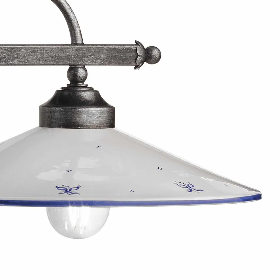 Hanglamp met 2 lampjes in handbeschilderd keramiek en ijzerdesign - Asti Viadurini