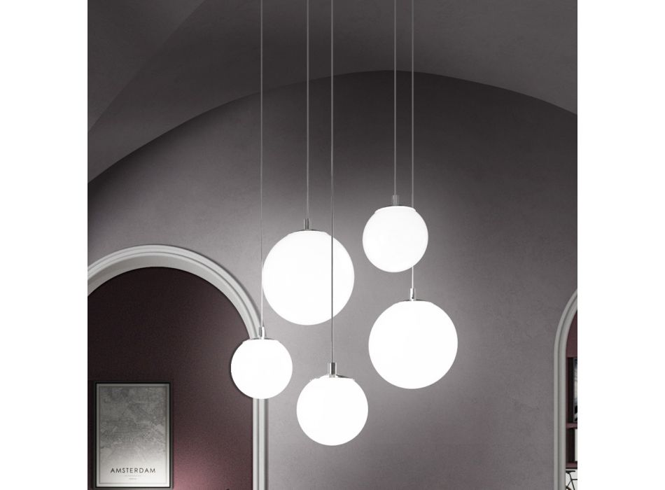 Handgemaakte hanglamp in geblazen wit Venetië-glas - Snow Viadurini