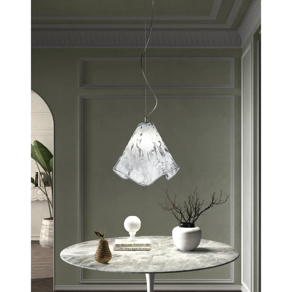 Handgemaakte hanglamp in geblazen Venetiaans glas 35 46 cm - Mary Viadurini