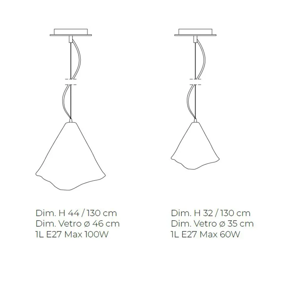 Handgemaakte hanglamp in geblazen Venetiaans glas 35 46 cm - Mary Viadurini