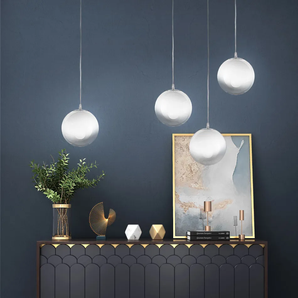 Handgemaakte hanglamp in Venetiaans geblazen glas - Nova Viadurini