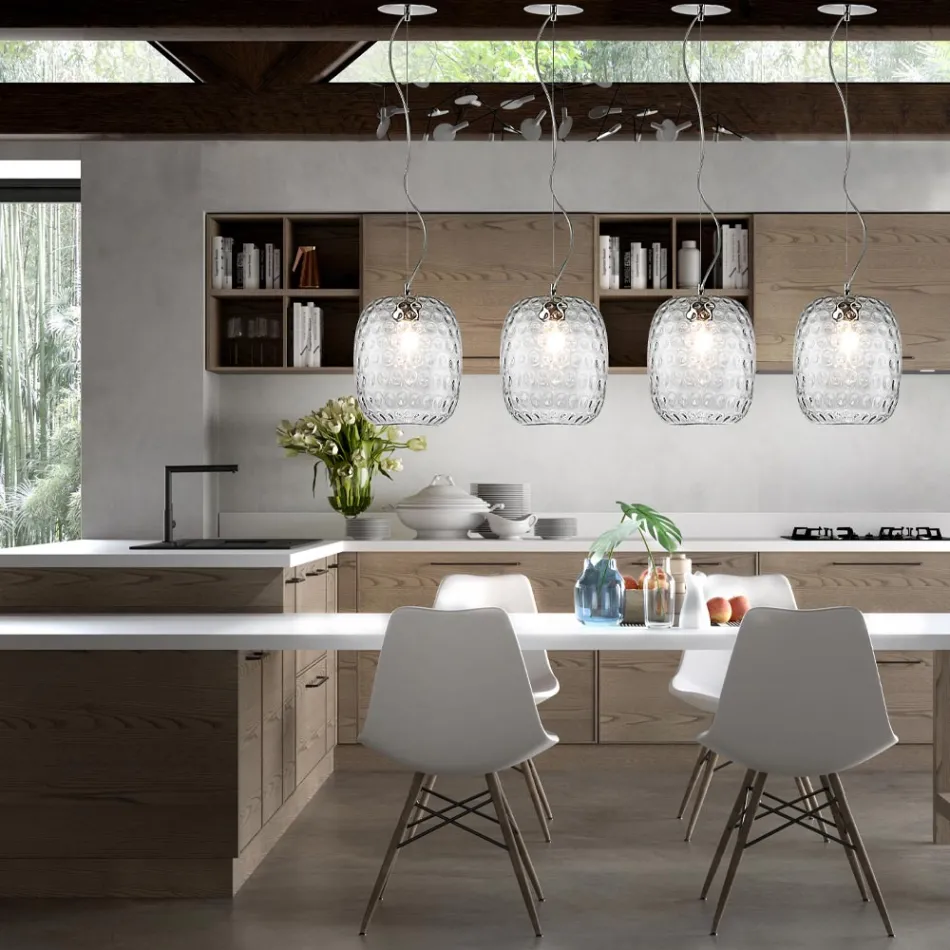 Handgemaakte hanglamp in geblazen Venetiaans glas - Cloe Balloton Viadurini