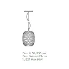 Handgemaakte hanglamp in geblazen Venetiaans glas - Cloe Balloton Viadurini