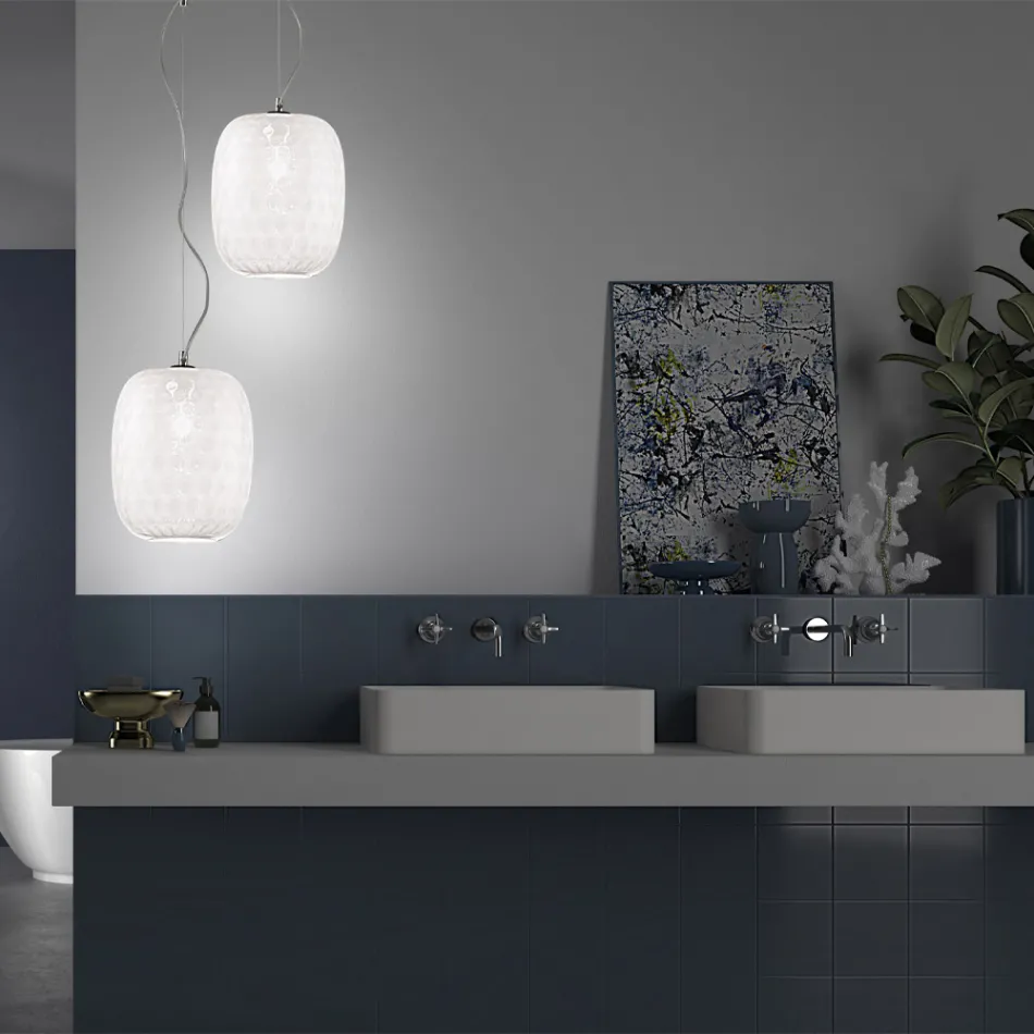 Handgemaakte hanglamp in geblazen Venetiaans glas - Cloe Balloton Viadurini