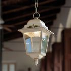 Hangende buitenlamp in wit aluminium en handgemaakte decoratie - Gorizia Viadurini