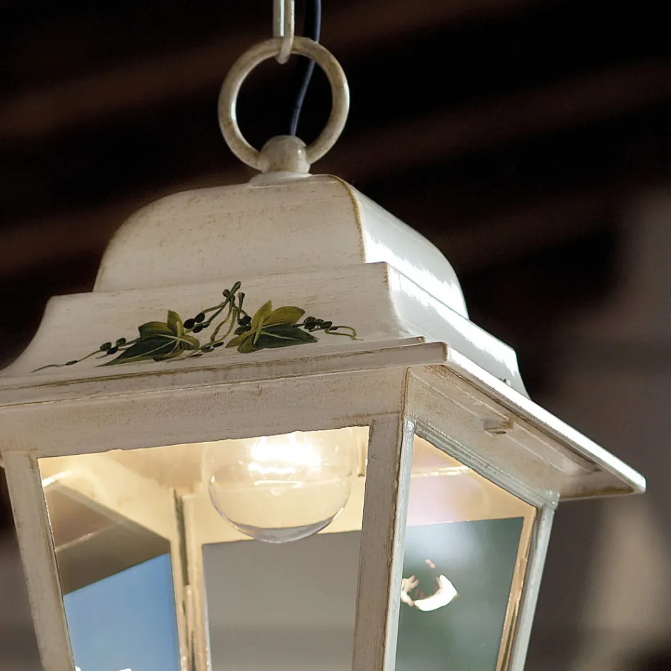 Hangende buitenlamp in wit aluminium en handgemaakte decoratie - Gorizia Viadurini