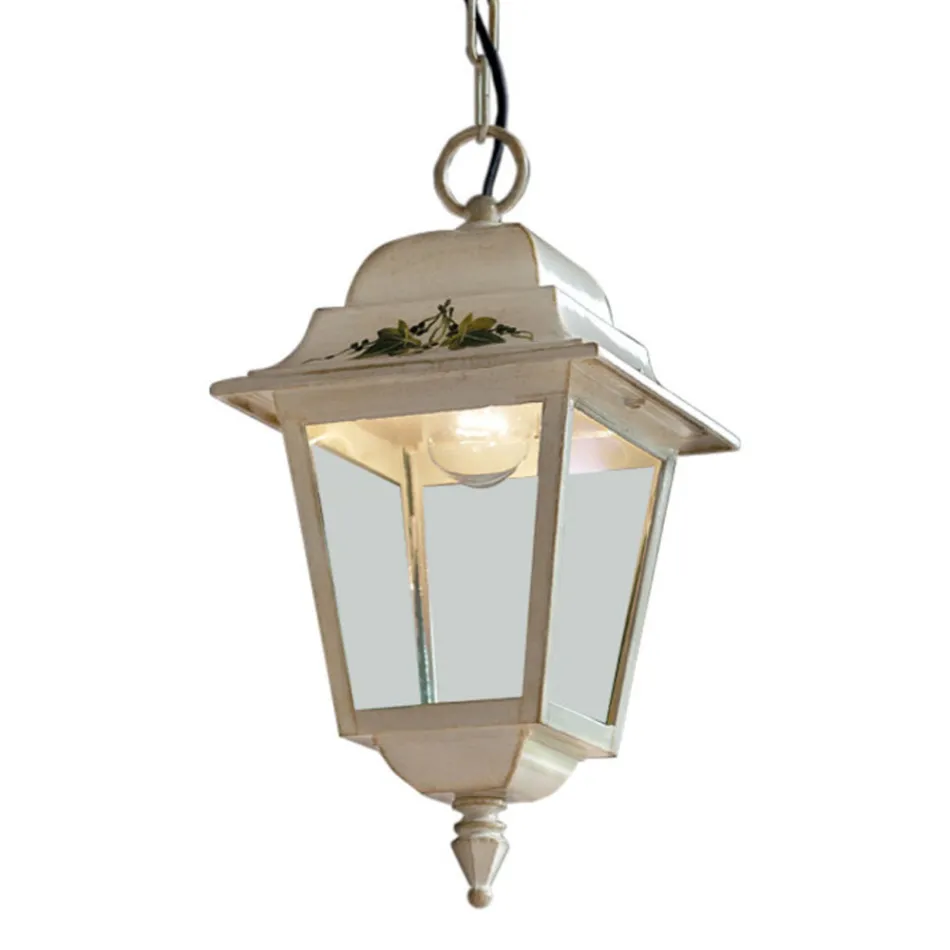 Hangende buitenlamp in wit aluminium en handgemaakte decoratie - Gorizia Viadurini