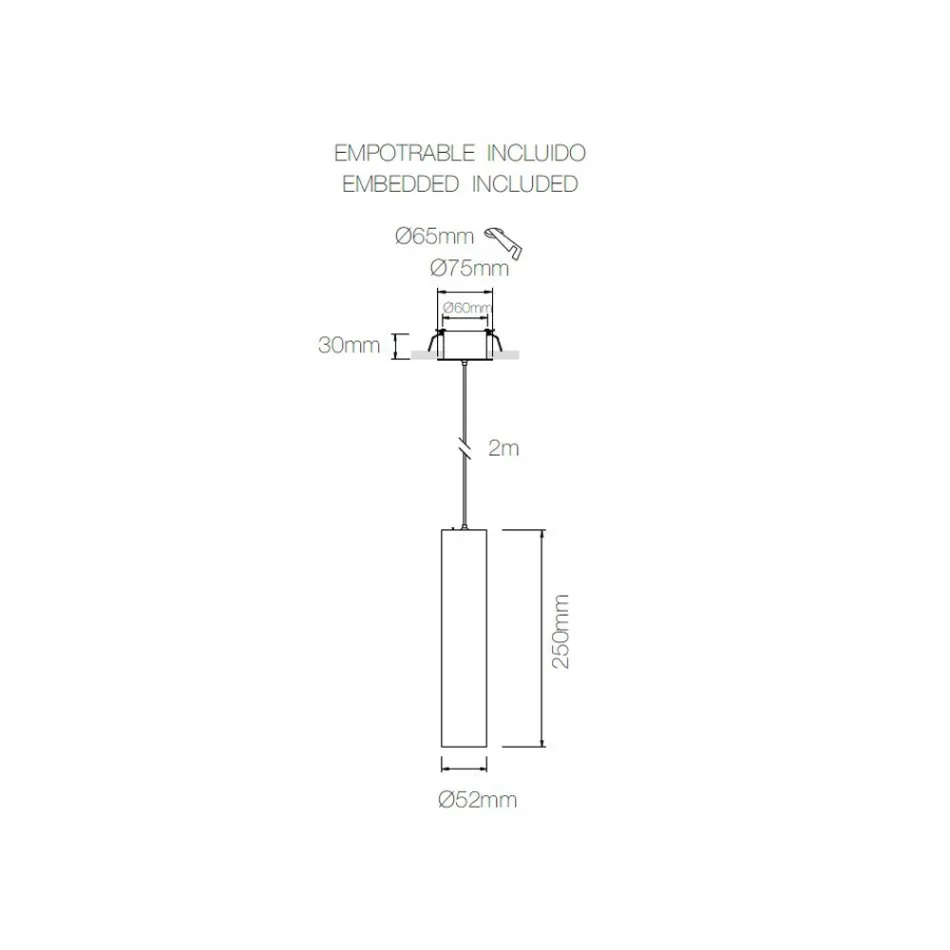 Pendelinbouwlamp in wit of zwart aluminium, 2 stuks - Rebolla Viadurini