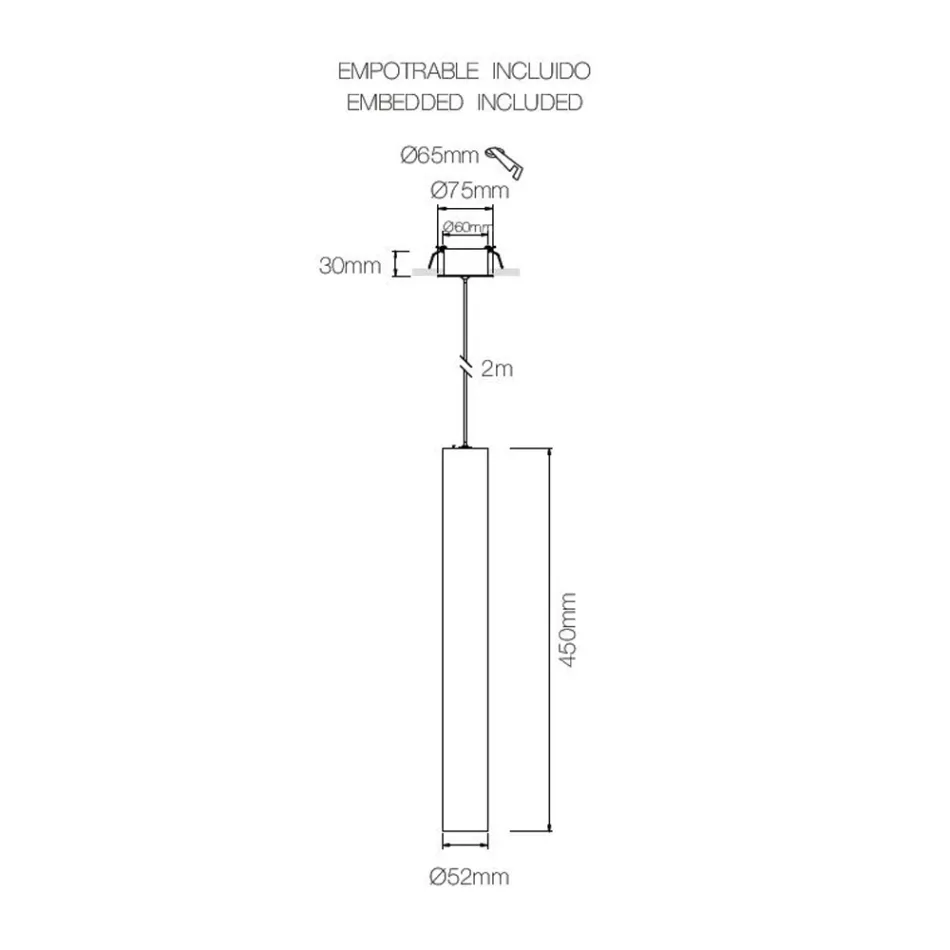 Pendelinbouwlamp in wit of zwart aluminium, 2 stuks - Rebolla Viadurini