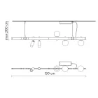 Pendellamp Design Wit Aluminium met Glazen Bollen en Spots - Exodus Viadurini