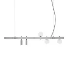 Pendellamp Design Wit Aluminium met Glazen Bollen en Spots - Exodus Viadurini