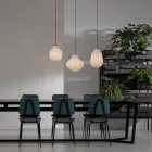 Design pendellamp langwerpig in wit filigraan glas - Caravan Viadurini