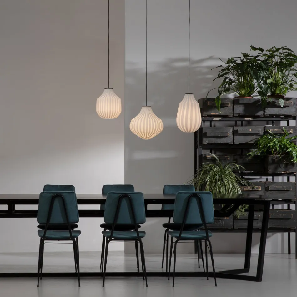 Design pendellamp langwerpig in wit filigraan glas - Caravan Viadurini