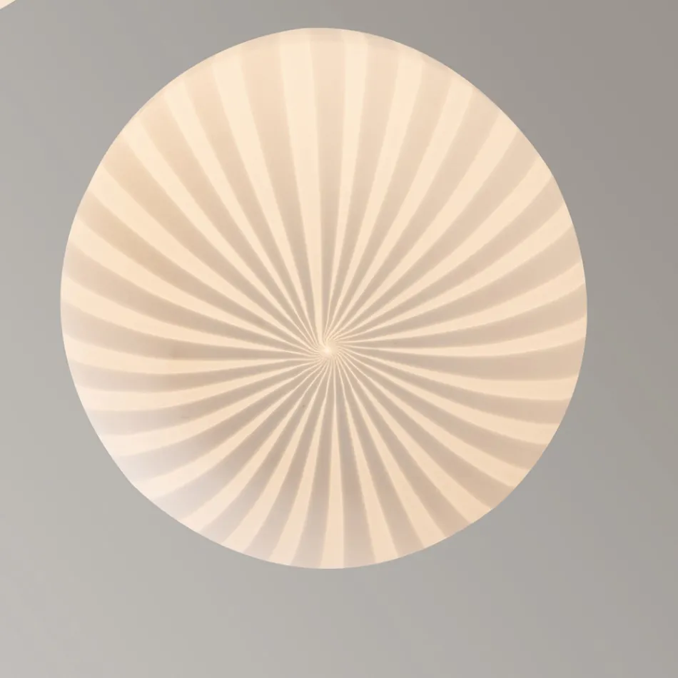 Ronde design hanglamp in wit filigraan glas - Caravan Viadurini