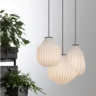 Ronde design hanglamp in wit filigraan glas - Caravan Viadurini