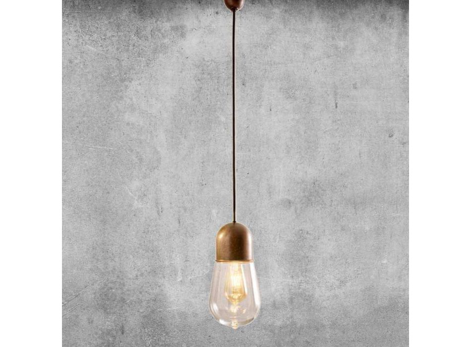 Vintage design hanglamp in messing en glas - Aldo Bernardi Guinguette Viadurini