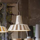 Hanglamp in keramisch gestreept design - Budin Viadurini