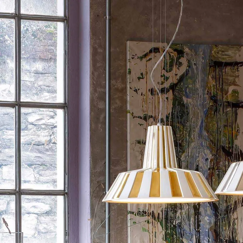 Hanglamp in keramisch gestreept design - Budin Viadurini