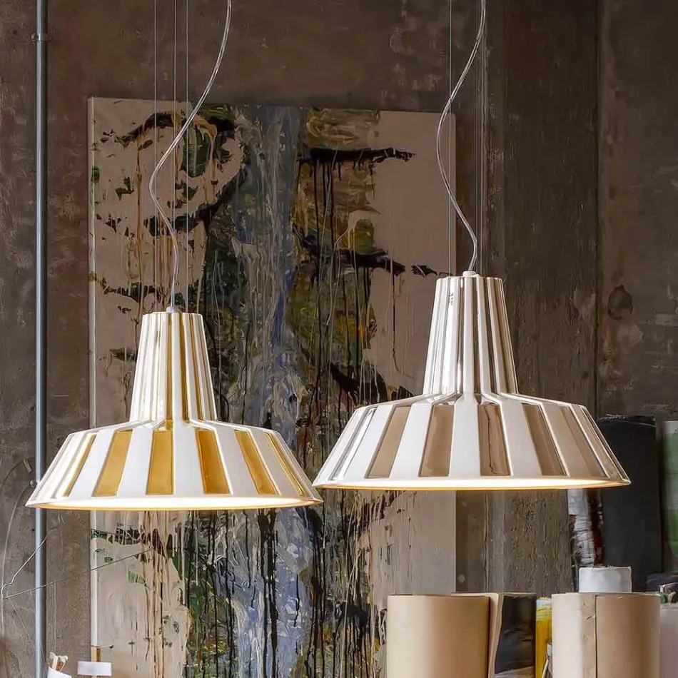 Hanglamp in keramisch gestreept design - Budin Viadurini
