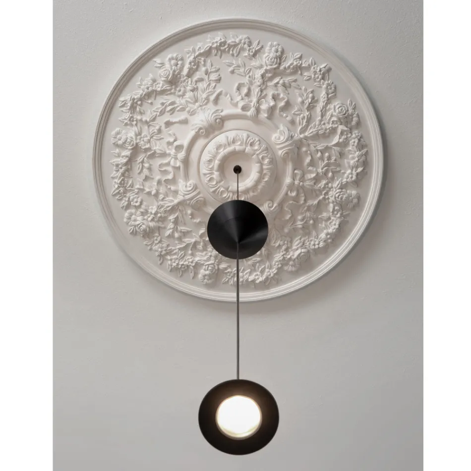 Design pendellamp in wit gips en zwart aluminium 2 kegels - Tesera Viadurini